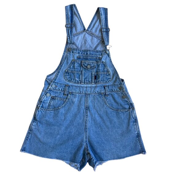 vintage 90s squeeze denim overalls shorts size medium - Picture 1 of 8